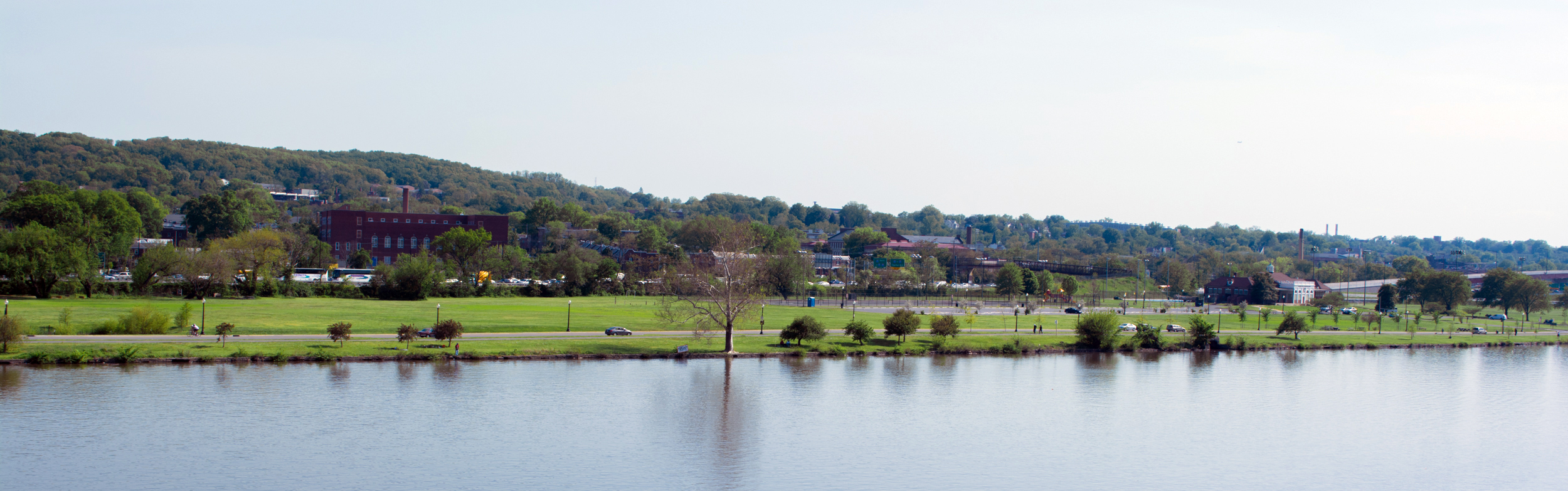 Anacostia River landscape and D.C. bridge view